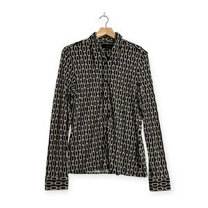NILI LOTAN Celestine Print Shirt, Small Chain Print, Size L, MRSP $695